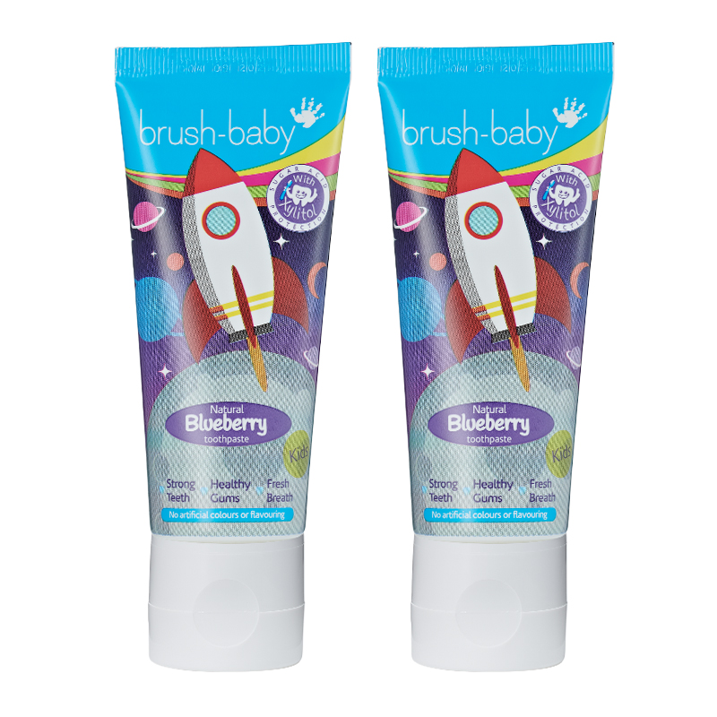 Brush-Baby Children's Blueberry Rocket Toothpaste with Xylitol (3 years+) - Bundle of 2pcs